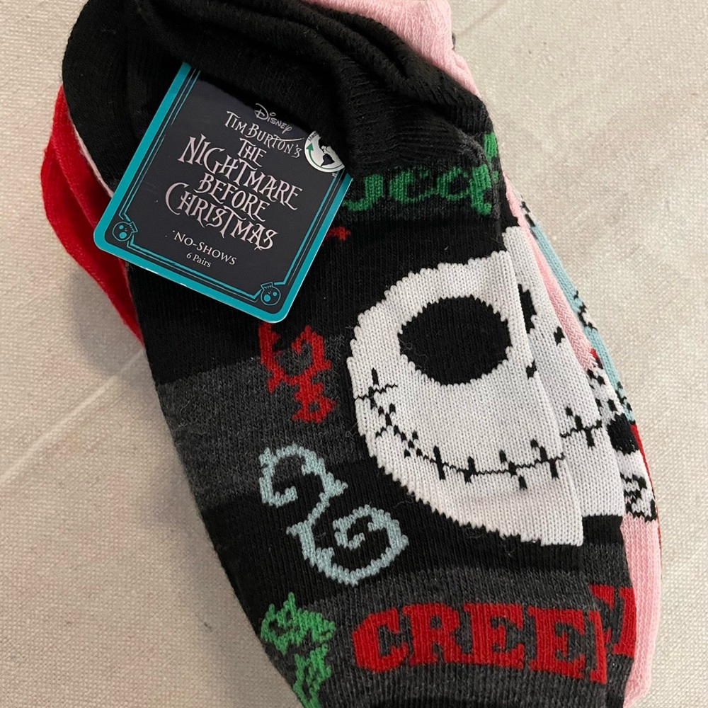 The Nightmare Before Christmas Socks 6 Pair Variety of Colors and Designs